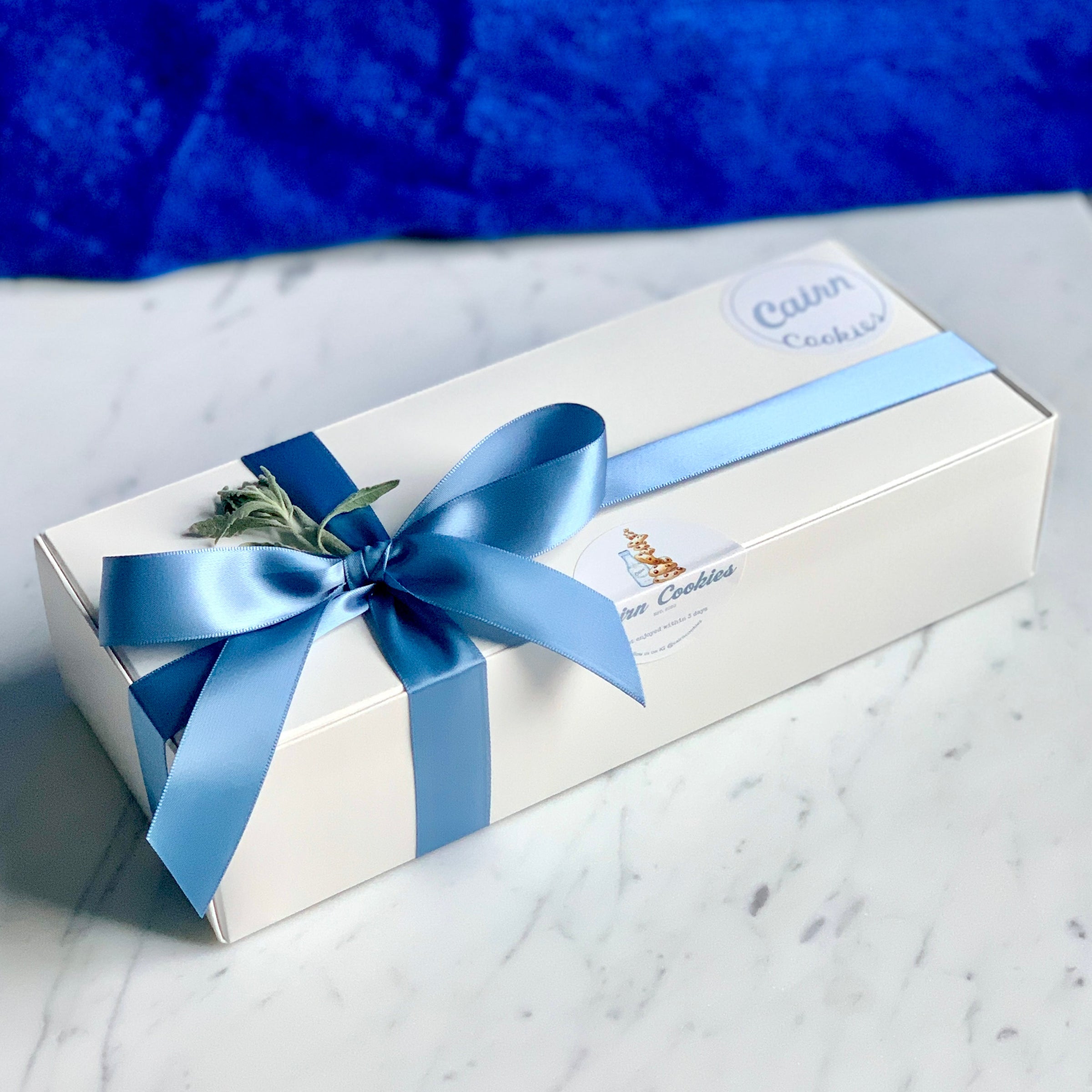 Standard Gift Box (white w/ blue ribbon)